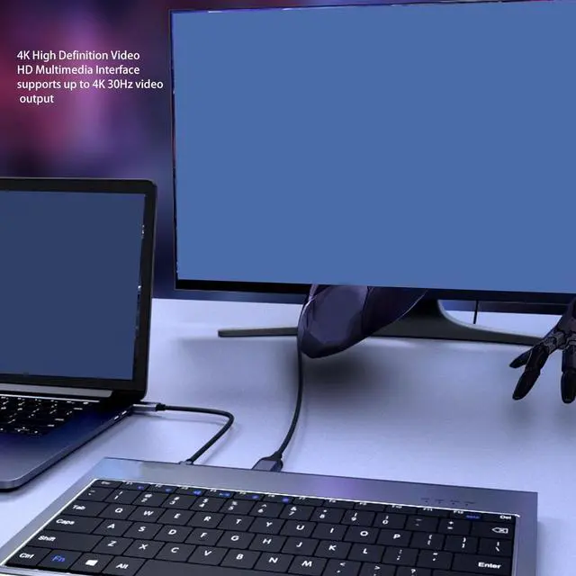 Alt view image 4 of 7 - 11 in 1 USB C Keyboard Hub, Wired Multifunctional Docking Station, 4K, 10Gbps Data Transfer, 100W PD Charging, 78 Key Layout Keyboard