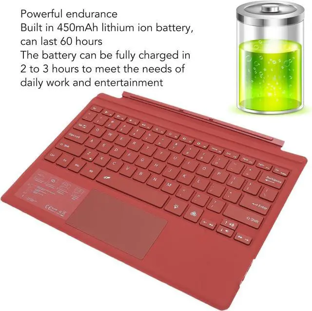 Alt view image 2 of 7 - Keyboard, Stable Multi Touchpad Magnetic Tablet Keyboard Colorful Backlight for Pro 3 4 5 6 7 for Videos (Red)