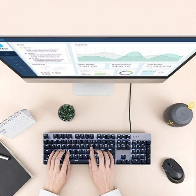 Alt view image 6 of 7 - QIYUDS LED Backlit Wired Computer Keyboard, Keyboard for Windows/PC/Laptop/Desktop, Wired Keyboard with Red Switches for Windows Gaming PC