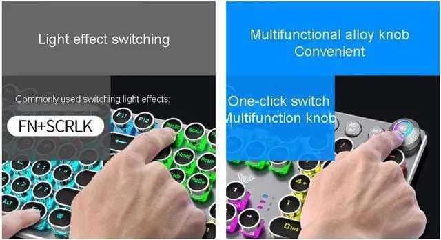 Alt view image 2 of 7 - Multifunctional Metal Panel Keyboard,Mechanical Gaming Keyboard, Dual Mode Knob, Multimedia Key Switch for Windows PC Gamer (Color : White-Tea Shaft)