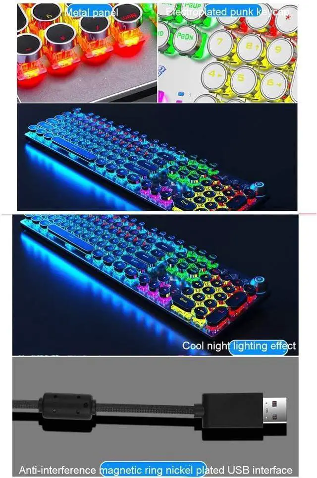 Alt view image 3 of 7 - Multifunctional Metal Panel Keyboard,Mechanical Gaming Keyboard, Dual Mode Knob, Multimedia Key Switch for Windows PC Gamer (Color : White-Tea Shaft)