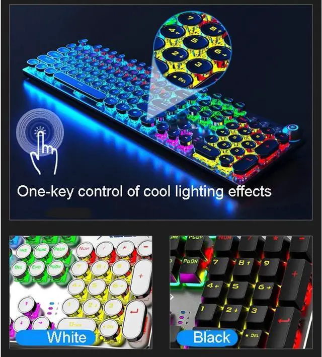 Alt view image 5 of 7 - Multifunctional Metal Panel Keyboard,Mechanical Gaming Keyboard, Dual Mode Knob, Multimedia Key Switch for Windows PC Gamer (Color : White-Tea Shaft)