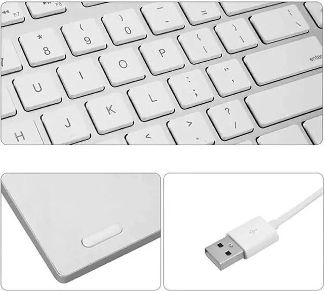 Alt view image 5 of 5 - USB Keyboard, Comfortable Quiet Keys, Aluminum Alloy Belongs to USB Cable Office Keyboard,Durable Ultra-Slim Wired Computer Keyboard for PC, Windows 10/8 / 7