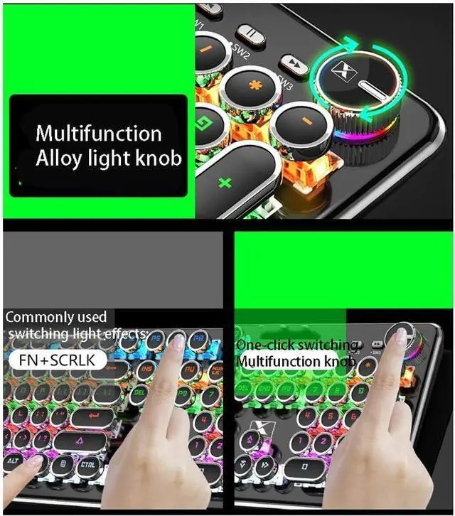 Alt view image 5 of 7 - LED Wired Mechanical Gaming Keyboard, Metal Base, 104 Standard Keys,Electroplated Keycap Computer Keyboard for Windows/PC/MAC/Desktop Gamer (Color : Black -Green Shaft)