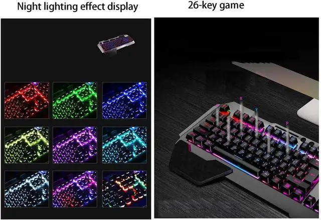 Alt view image 3 of 6 - Wired Gaming Keyboard with Multimedia Keys Mechanical Keyboard with Ergonomic Mouse for Windows PC Gamers (Color : A)