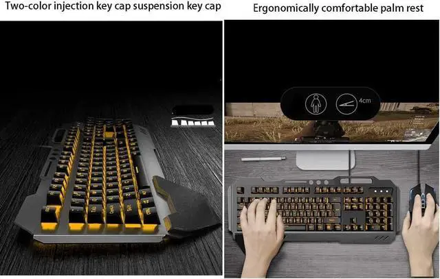 Alt view image 4 of 6 - Wired Gaming Keyboard with Multimedia Keys Mechanical Keyboard with Ergonomic Mouse for Windows PC Gamers (Color : A)