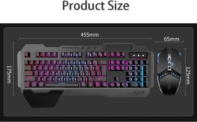 Alt view image 6 of 6 - Wired Gaming Keyboard with Multimedia Keys Mechanical Keyboard with Ergonomic Mouse for Windows PC Gamers (Color : A)