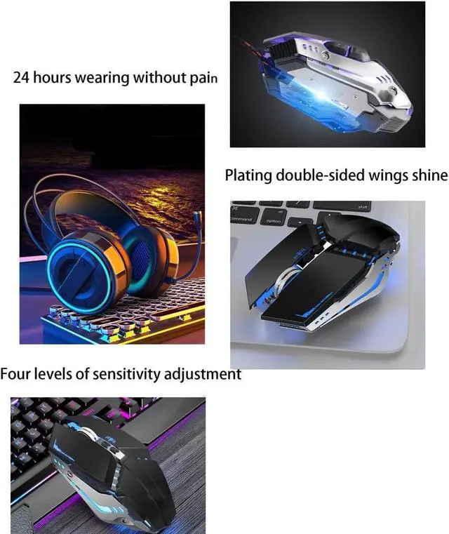 Alt view image 3 of 7 - Backlight Mechanical Keyboard Mouse Combo,Pen Tray,Mobile Phone Holder Slot,Wrist Rest,Waterproof Gaming Keyboard for Laptop Computer PC Games (Color : Silver White Blue Light)