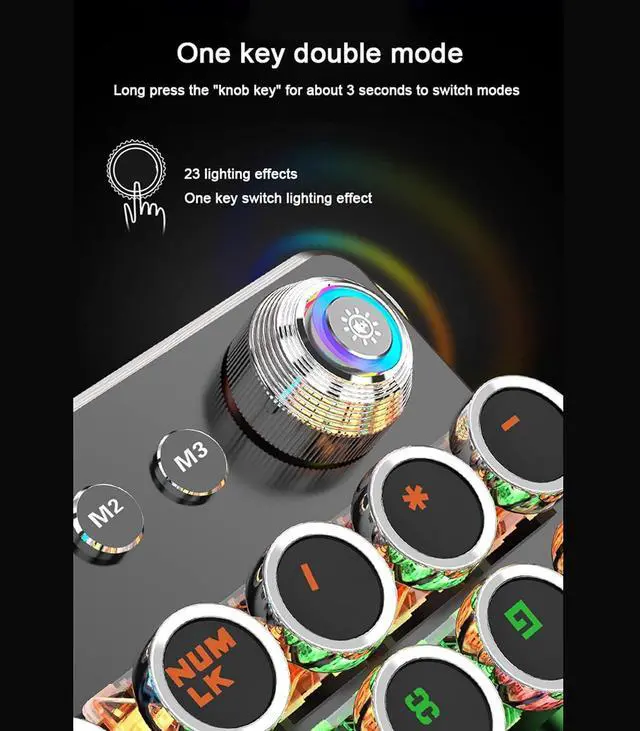 Alt view image 2 of 7 - LJFLI Gaming Keyboard Punk Keyboard Retro Punk Plating Knob Luminous Machine plugging and unplugging The Green Shaft Eating Chicken Computer Game