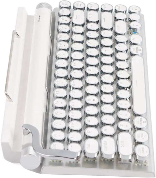 Alt view image 2 of 7 - Mechanical Keyboard, Blue Switch Retro Round Keycap Typewriter Mechanical Keyboard for Tablet (White)