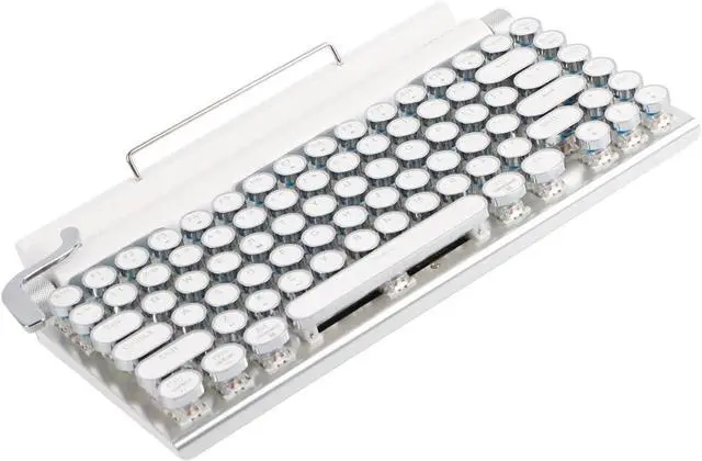 Alt view image 4 of 7 - Mechanical Keyboard, Blue Switch Retro Round Keycap Typewriter Mechanical Keyboard for Tablet (White)