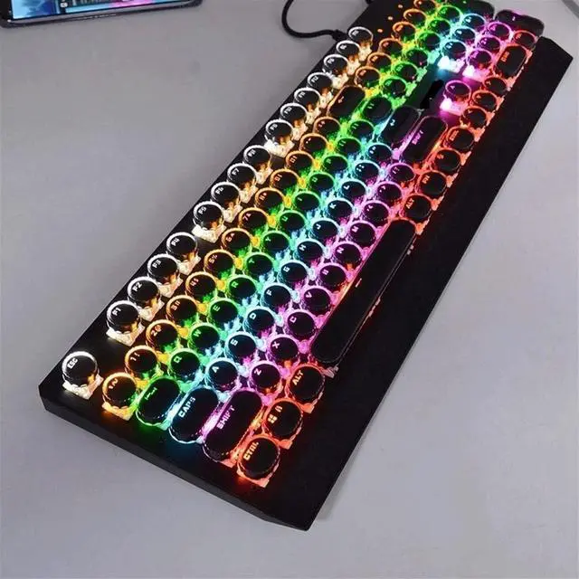 Main image of XIXIDIAN Keyboard,Splash-Proof Keyboard 104-key Gaming Keyboard, Wired Rainbow Backlit Keyboard with Blue Switches, Ergonomic Standard Keyboard for Desktop (Color : Black)