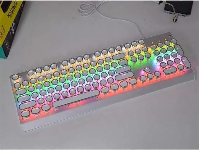 Alt view image 4 of 7 - XIXIDIAN Keyboard,Splash-Proof Keyboard 104-key Gaming Keyboard, Wired Rainbow Backlit Keyboard with Blue Switches, Ergonomic Standard Keyboard for Desktop (Color : Black)