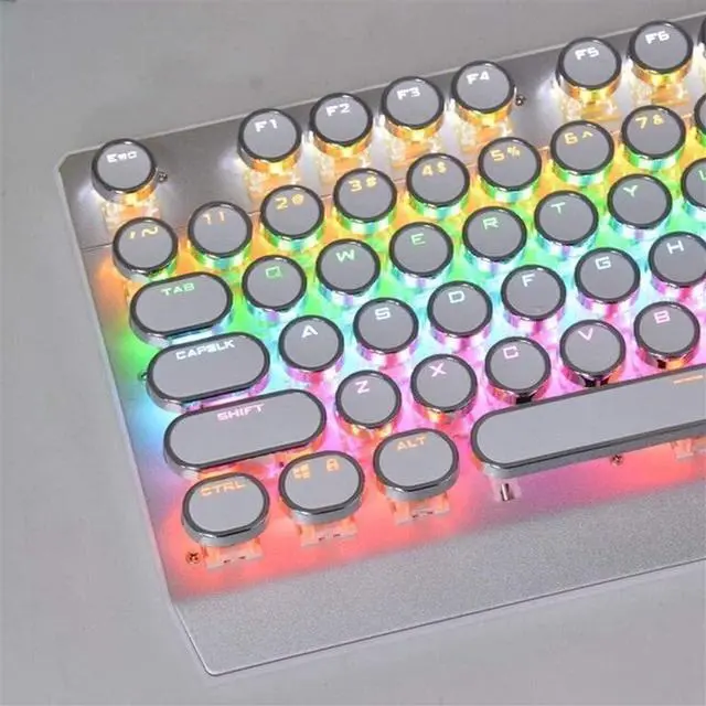 Alt view image 3 of 7 - XIXIDIAN Keyboard,Splash-Proof Keyboard 104-key Gaming Keyboard, Wired Rainbow Backlit Keyboard with Blue Switches, Ergonomic Standard Keyboard for Desktop (Color : Black)