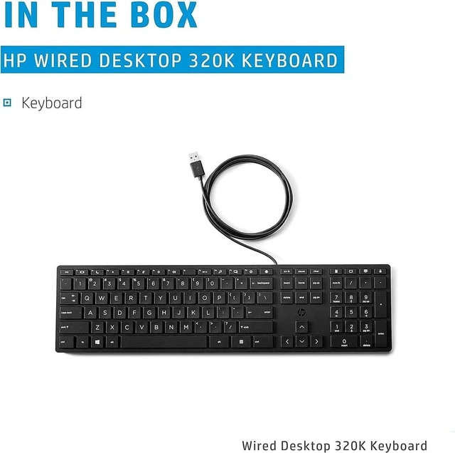 Alt view image 5 of 5 - Bulk Lot of HP Wired Desktop 320K Keyboards Durable, Ergonomic Design | Perfect for Offices, Schools & Enterprises (Single Unit)