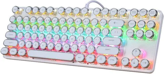 Alt view image 2 of 7 - Feiyx Mechanical Gaming Keyboard Compact 107 Key Wired Blue Switches Equivalent for Windows PC/MAC Games