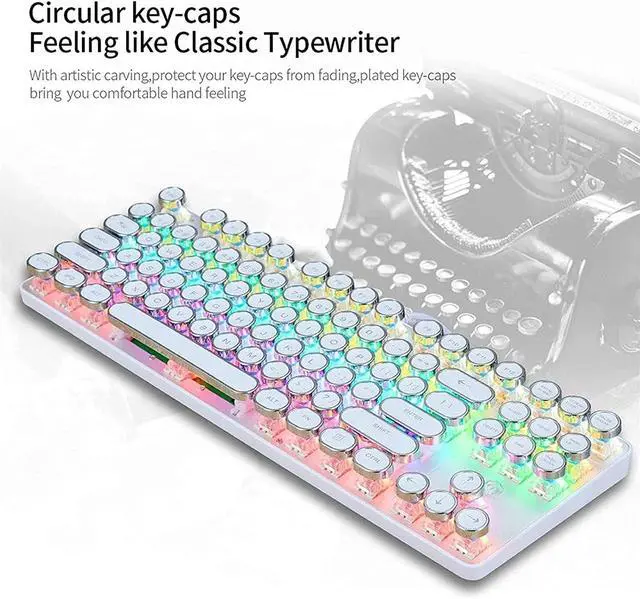 Alt view image 3 of 7 - Feiyx Mechanical Gaming Keyboard Compact 107 Key Wired Blue Switches Equivalent for Windows PC/MAC Games