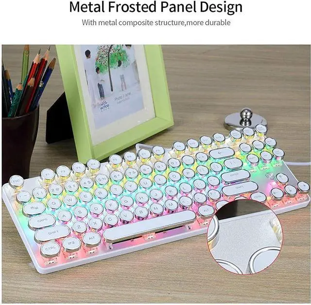 Alt view image 4 of 7 - Feiyx Mechanical Gaming Keyboard Compact 107 Key Wired Blue Switches Equivalent for Windows PC/MAC Games