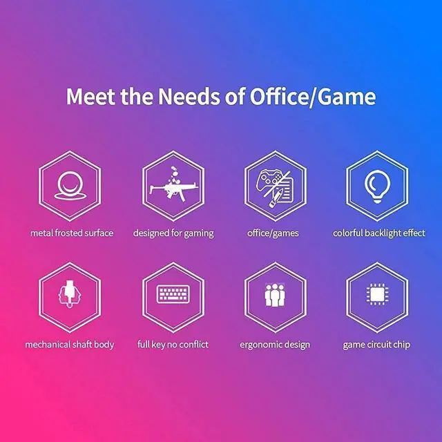 Alt view image 7 of 7 - Feiyx Mechanical Gaming Keyboard Compact 107 Key Wired Blue Switches Equivalent for Windows PC/MAC Games