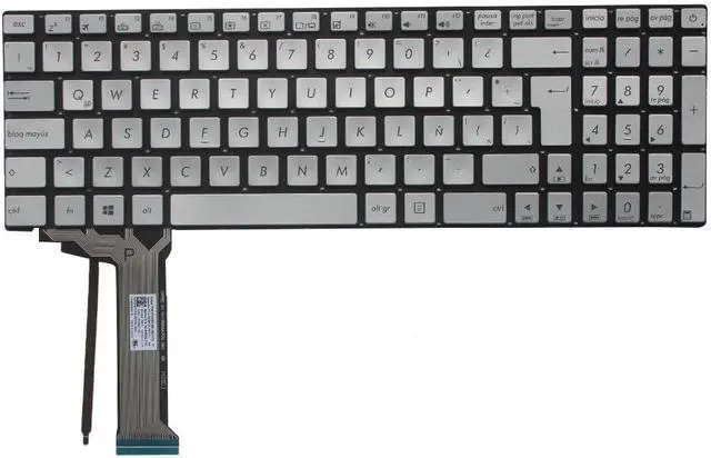 Alt view image 2 of 6 - OEM Latin Backlit Laptop Keyboard Compatible with as-us GL552 GL552J GL552JX GL552V GL552VL GL552VW N551 N551J N551JB N551JK N551JM N551JQ - Silver Accessories