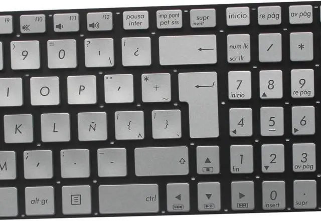 Alt view image 3 of 6 - OEM Latin Backlit Laptop Keyboard Compatible with as-us GL552 GL552J GL552JX GL552V GL552VL GL552VW N551 N551J N551JB N551JK N551JM N551JQ - Silver Accessories