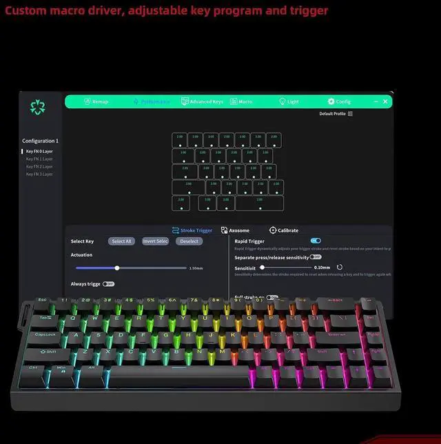 Alt view image 7 of 7 - HE65 Corded Mechanical Keyboard with Switches for Effortless Typing for Home and Office