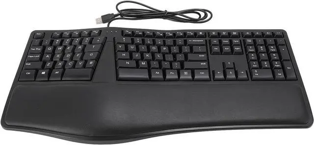 Alt view image 3 of 7 - Ergonomic USB Wired Keyboard for Laptop, Split Design, Palm Rest, Quiet Keys, 110 Keys, Cable 1.5m, XP 7.0 8.0, ABS Material, LED Indicators, Plug and Play, Long Hours