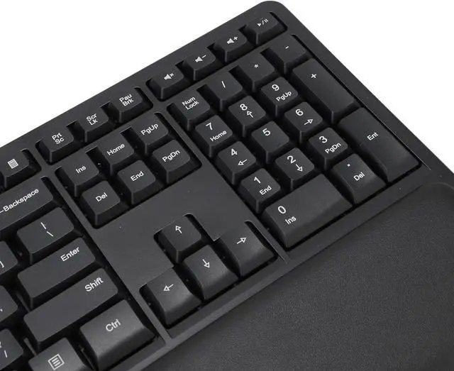 Alt view image 7 of 7 - Ergonomic Keyboard Wired, with 110 Keys 1.5m Cable Type Comfortably with Palm Rest Ergo Keyboard Quiet USB 2.0 Wired Keyboard for Laptop