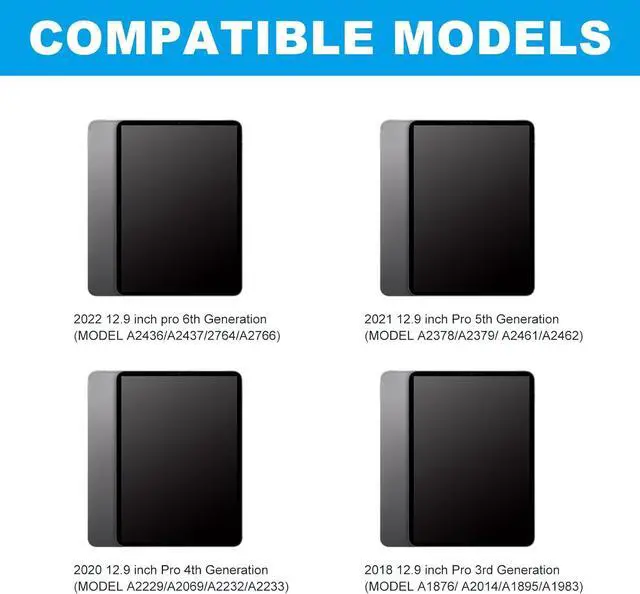 Alt view image 5 of 6 - 12.9 Inch Rechargeable BT Keyboard with 7 Color Backlit Touchpad 7 Folding Usage Modes, 180° Horizontal (Type D-for Pro 12.9 inch)