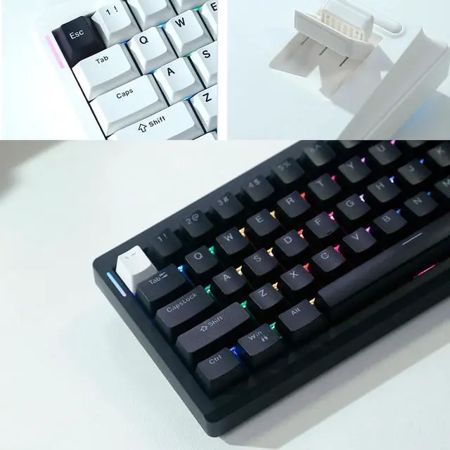 Alt view image 3 of 7 - GMK61 75% Gasket Mechanical Keyboard 5.0/2.4Ghz/USB C Colorful Display Customizable Multiple Connection