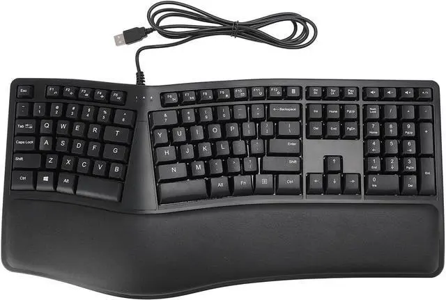 Alt view image 6 of 7 - Ergonomic Split Keyboard with Palm Rest Quiet USB 2 0 Wired Keyboard Laptop 110 Keys 1.5M Cable Comfortably