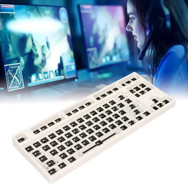 Alt view image 4 of 7 - KOSDFOGE 87 Keys RGB Modular Mechanical Keyboard, TKL Wired Gaming DIY Kit W/Hot Swap Switch Sockets ABS Aluminum Alloy Modular Mechanical Keyboard for DIY(White)