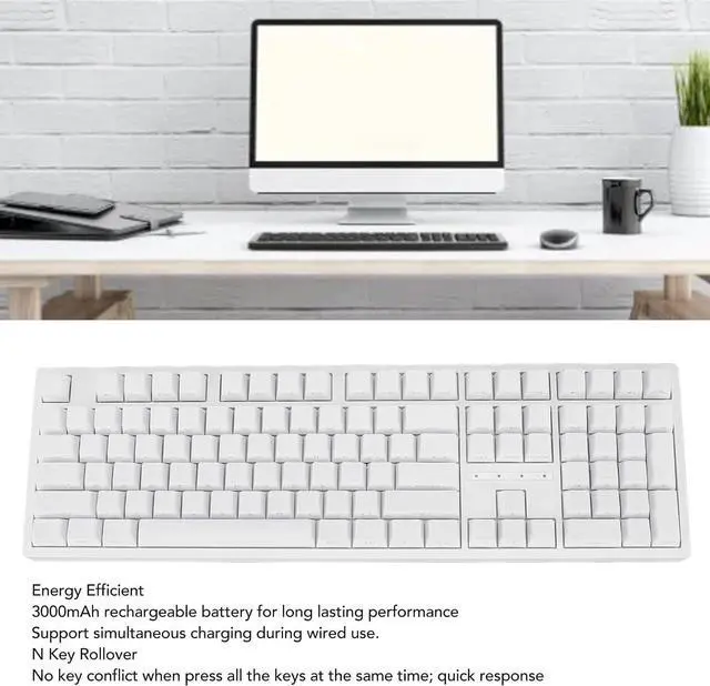 Alt view image 3 of 7 - 108 Key Mechanical Keyboard, Full Key Hot Swappable 3 Modes Keyboard Type C Wired Mechanical Keyboard RGB Multiple Lighting Modes