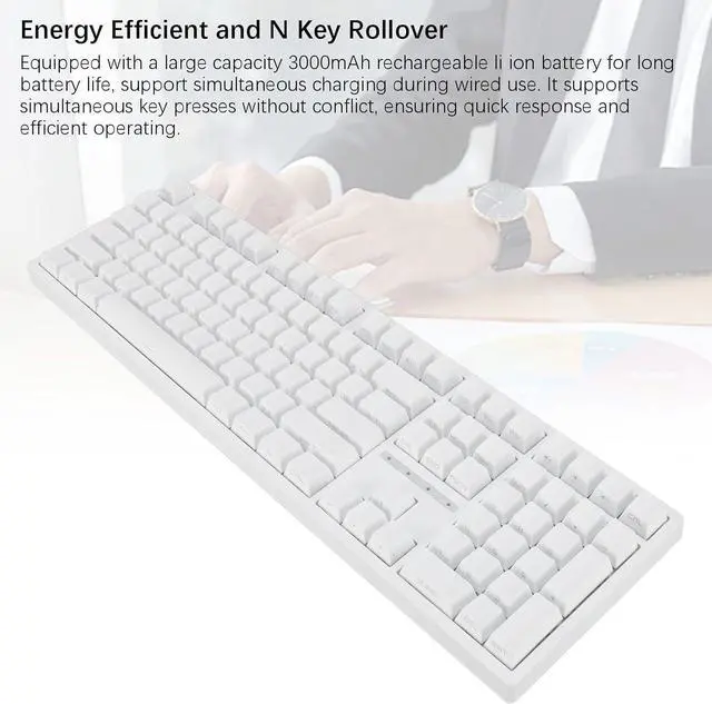 Alt view image 4 of 7 - 108 Key Mechanical Keyboard, Full Key Hot Swappable 3 Modes Keyboard Type C Wired Mechanical Keyboard RGB Multiple Lighting Modes