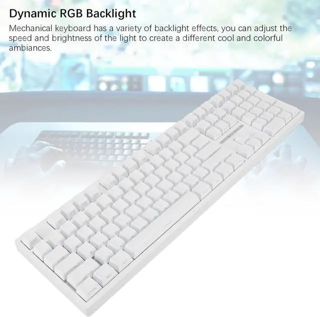 Alt view image 5 of 7 - 108 Key Mechanical Keyboard, Full Key Hot Swappable 3 Modes Keyboard Type C Wired Mechanical Keyboard RGB Multiple Lighting Modes