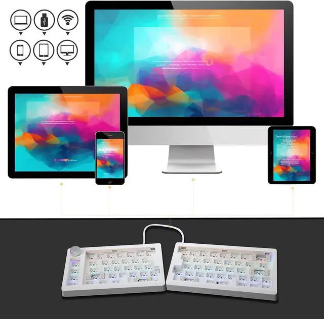 Alt view image 2 of 7 - GMK70 Mechanical Keyboard Set Featuring Hot Swappable Capability LED Illumination Quiet Switching Office Use