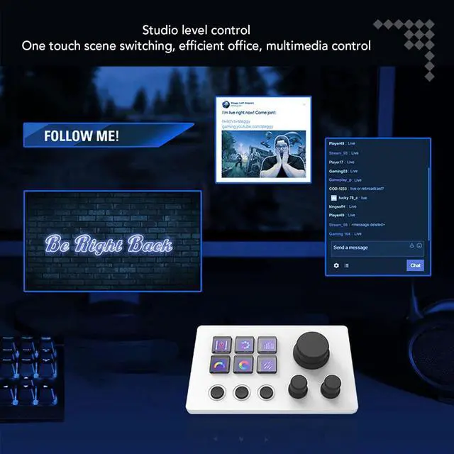 Alt view image 2 of 7 - Visual Keyboard, 6 Keys LCD Custom Buttons Visual Keyboard, 6 Touch Spring Keys Custom Keyboard Desktop Centralized Console Game Stream Keyboard,for OBS for Twitch for OS (White)