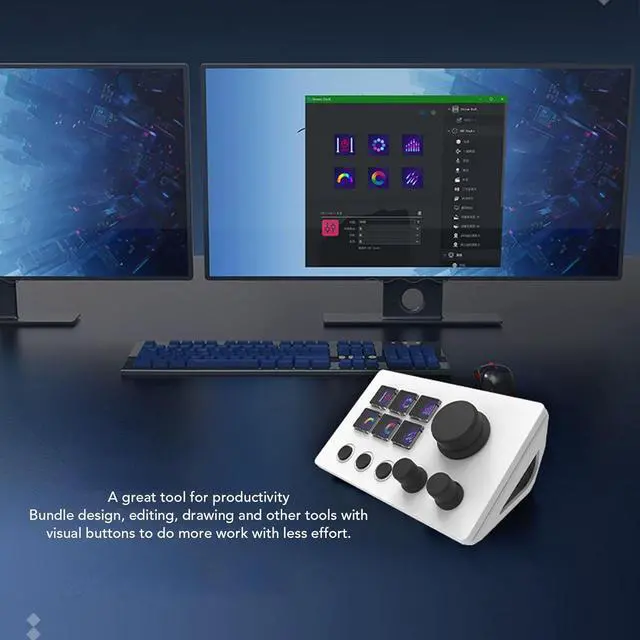 Alt view image 3 of 7 - Visual Keyboard, 6 Keys LCD Custom Buttons Visual Keyboard, 6 Touch Spring Keys Custom Keyboard Desktop Centralized Console Game Stream Keyboard,for OBS for Twitch for OS (White)
