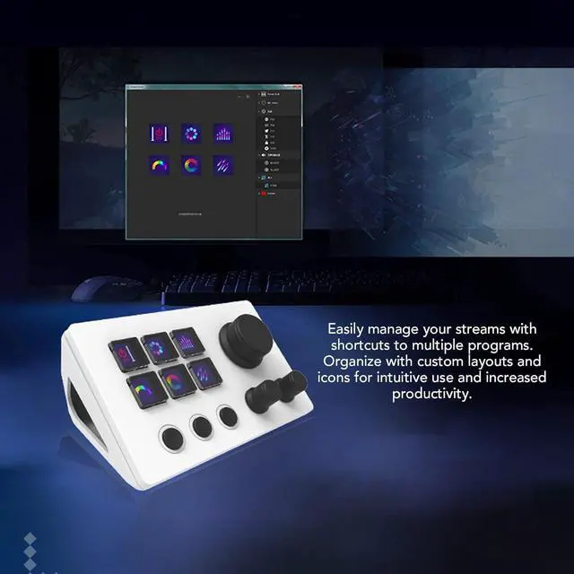 Alt view image 4 of 7 - Visual Keyboard, 6 Keys LCD Custom Buttons Visual Keyboard, 6 Touch Spring Keys Custom Keyboard Desktop Centralized Console Game Stream Keyboard,for OBS for Twitch for OS (White)