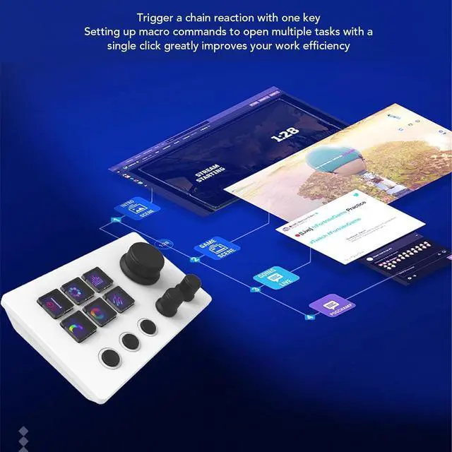 Alt view image 5 of 7 - Visual Keyboard, 6 Keys LCD Custom Buttons Visual Keyboard, 6 Touch Spring Keys Custom Keyboard Desktop Centralized Console Game Stream Keyboard,for OBS for Twitch for OS (White)