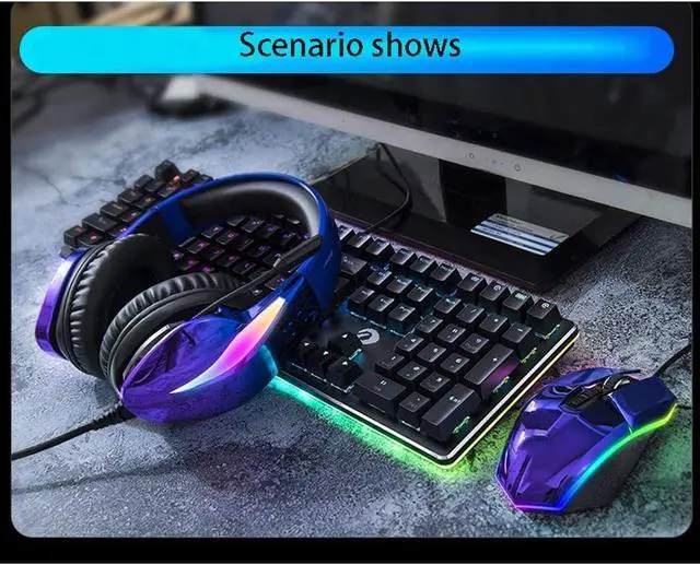 Alt view image 7 of 7 - LED Wired Mechanical Keyboard, Aluminum Base, 104 Standard Keys,Gaming Keyboard and Mouse Combo with Multimedia Keys and Gaming Mouse 10800 DPI for Windows PC Gamers (Color : C-Tea Shaft)