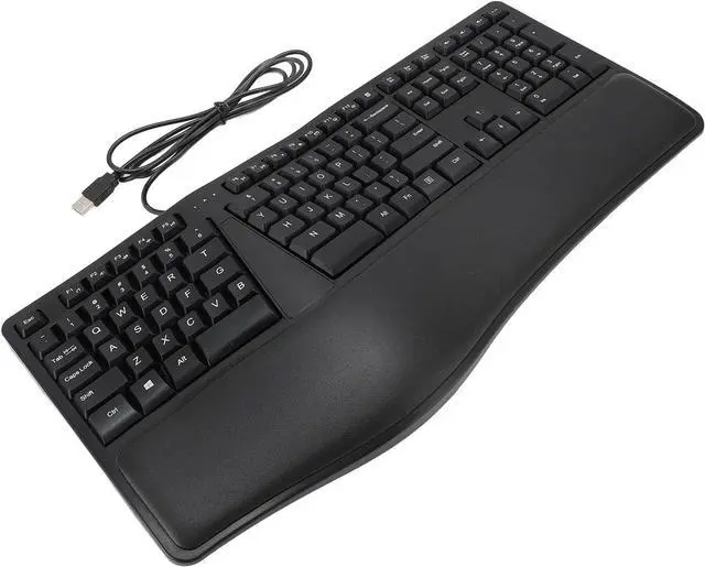 Alt view image 2 of 7 - Ergonomic Split Keyboard with Palm Rest Quiet USB 2 0 Wired Keyboard Laptop 110 Keys 1.5M Cable Comfortably