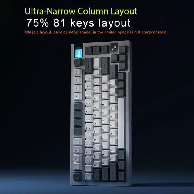 Alt view image 2 of 7 - K8 Tri-Mode 81-Key Mechanical Keyboard K8 Keyboard Full-Color Backlight 8 Lighting Effects Full -Swap Keyboard 5.0 Wired Three Mode Connectivi Large Blue&Black