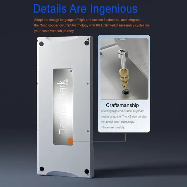 Alt view image 6 of 7 - K8 Tri-Mode 81-Key Mechanical Keyboard K8 Keyboard Full-Color Backlight 8 Lighting Effects Full -Swap Keyboard 5.0 Wired Three Mode Connectivi Large Blue&Black