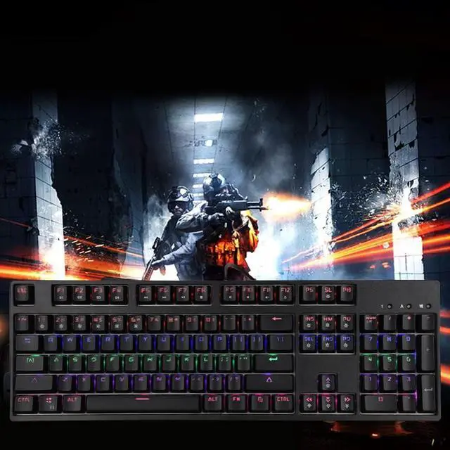 Alt view image 2 of 7 - Mtlavishness M8 104 Keys RGB Rainbow Backlight Mechanical Wired Keyboard for Gaming and Office Use Universal Applicable Model ABS Material Ergonomic Design