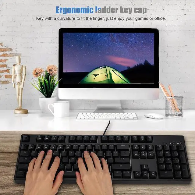 Alt view image 6 of 7 - Mtlavishness M8 104 Keys RGB Rainbow Backlight Mechanical Wired Keyboard for Gaming and Office Use Universal Applicable Model ABS Material Ergonomic Design