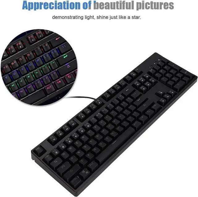 Alt view image 2 of 6 - Rainbow Backlit Wired Gaming Keyboard, M-8 104 Keys Rainbow Backlight Mechanical Wired Computer Keyboard Game Office