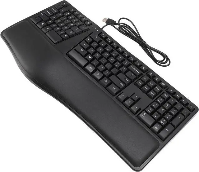 Alt view image 4 of 7 - Ergonomic USB Wired Keyboard for Laptop, Split Design, Palm Rest, Quiet Keys, 110 Keys, Cable 1.5m, XP 7.0 8.0, ABS Material, LED Indicators, Plug and Play, Long Hours