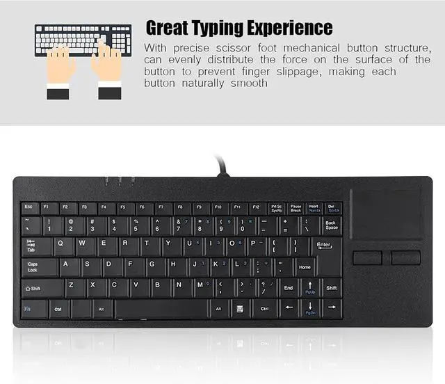 Alt view image 2 of 7 - Wired Keyboard with Touchpad, 86 Key Portable Scissors Foot Structure, 1.4 M USB Cable, Keyboard for Notebook Desk Computer