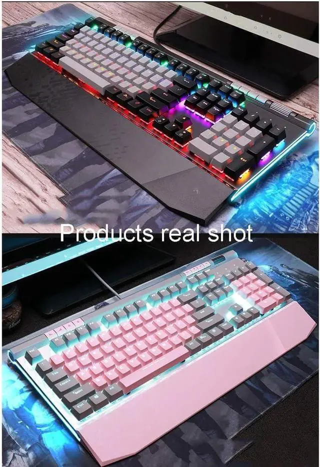 Alt view image 4 of 7 - ARCH USB Gaming Keyboard Wired Ergonomic Mechanical Keyboard with Media Key for Windows Desktop, Computer (Color : Black -Green Shaft)